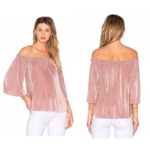 Anthro - J.O.A. Blush Off the Shoulder Pleated Top